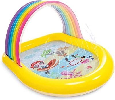 Intex Aufblasbares Planschbecken Kinderpool XXL Rainbow Spray Pool Schwimmbecken