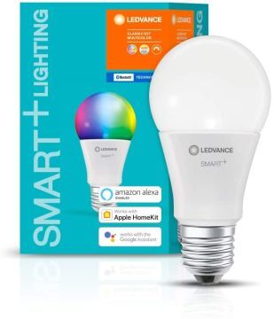 LEDVANCE Smarte LED-Lampe mit Bluetooth Mesh Technologie, Sockel E27, Lichtfarbe änderbar (2000-6500K), RGB-Farben änderbar, ersetzt Glühlampen mit 60W, steuerbar mit Google, Alexa und Apple, 1er-Pack [Energieklasse A]