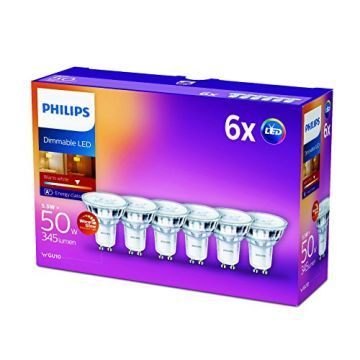 Philips LEDclassic WarmGlow Lampe ersetzt 50W, GU10, warmweiß (2200-2700 Kelvin), 345 Lumen, Reflektor, dimmbar, 6er Pack