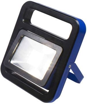 as - Schwabe Chip-LED Akku Strahler – 10 W Profi Baustrahler mit klappbarem Gestell – LED Spot Arbeitsleuchte – Mobile LED Leuchte für Außenbeleuchtung – Li-Ion Akku austauschbar – IP54 - Blau I 46471