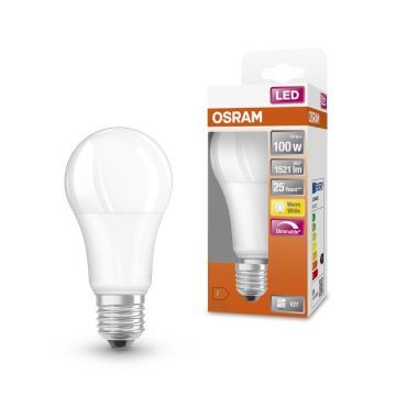 OSRAM Dimmbare LED Lampe mit E27 Sockel, Warmweiss (2700K), klassische Birnenform, 14W, Ersatz für 100W-Glühbirne, matt, LED SUPERSTAR CLASSIC A 