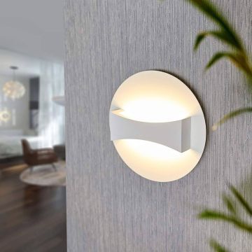 Eco Light LED-Wandleuchte Avellino, Aluminiumguß, 450 lm, 6 W, Durchmesser 18 cm, IP20, weiß 8703