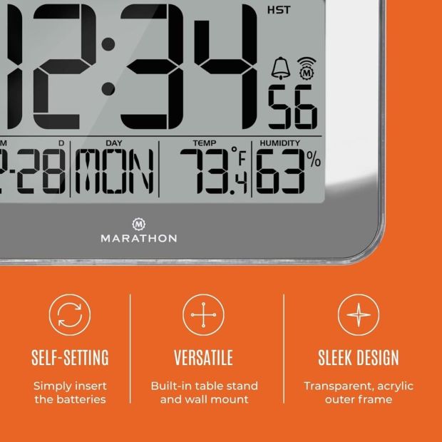 Marathon Atom-Wanduhr Kristallrahmen Hygrometer 