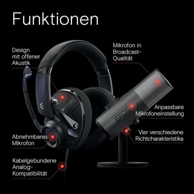 EPOS H6Pro Gaming Kopfhörer mit B20 Streaming Mikrofon