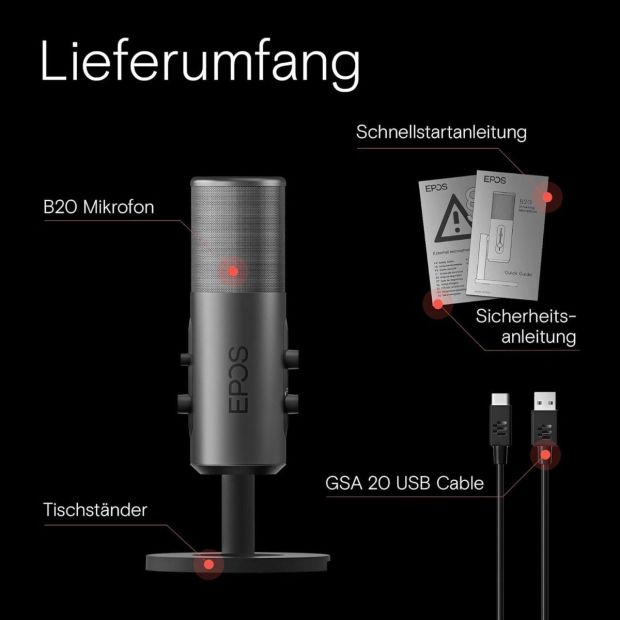 EPOS H6Pro Gaming Kopfhörer mit B20 Streaming Mikrofon