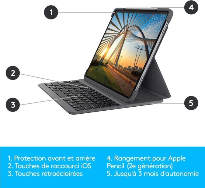 Logitech Slim Case Bluetooth Tastatur Schutzhülle FR Layout [B-WARE]