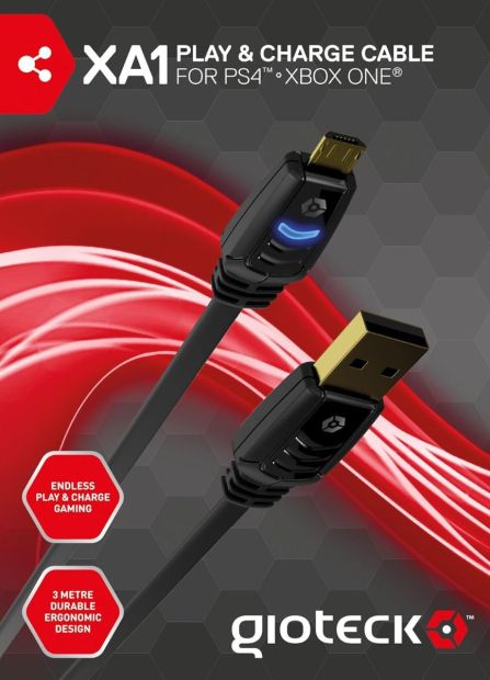 Gioteck XA1 Ladekabel Controller Kabel für PS4/XBOX One Charge Cable 3m Gioteck XA1 Ladekabel Controller Kabel für PS4/XBOX One Charge Cable 3m