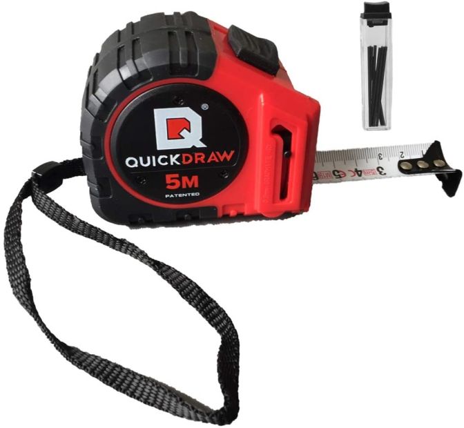 QUICKDRAW Bandmaß mit Grafit Marker 5 m  Bandmaß + Gratis Zusatz Ersatzminen