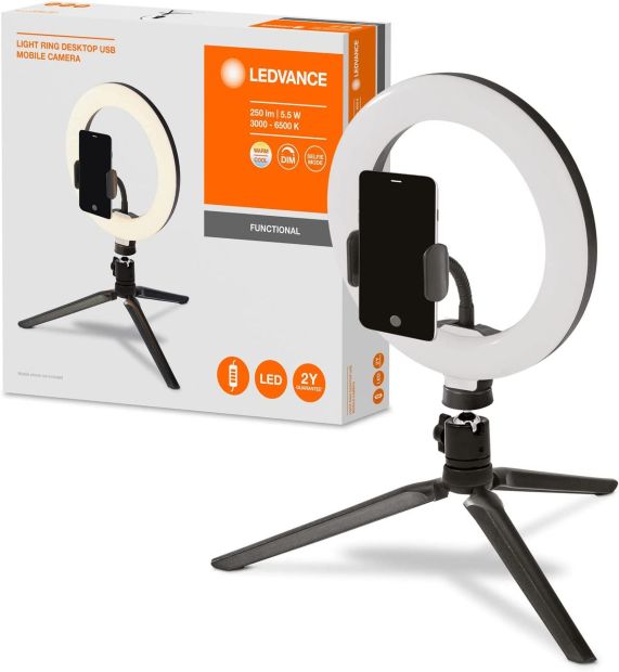 Ledvance LED Ringlicht mit Stativ Handy Ringleuchte Fernbedienung Bluetooth