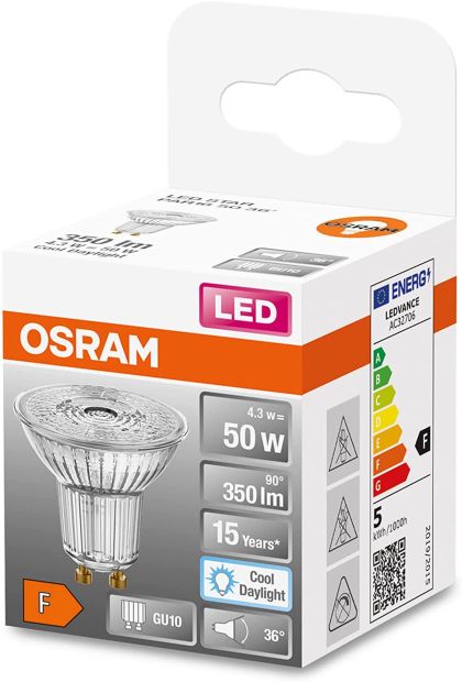 OSRAM LED Spot GU10 PAR16 Reflektorlampe Tageslicht Leuchtmittel [3er Set]