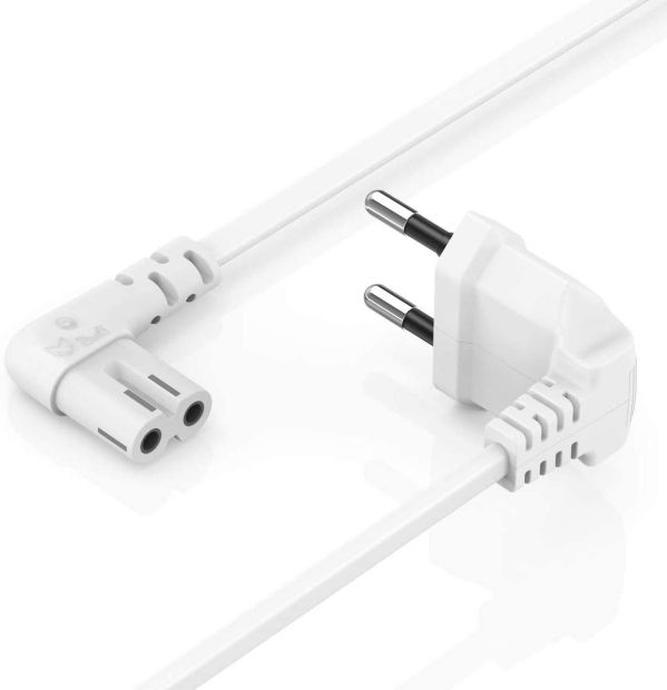 Hama Euro Netzkabel gewinkelt 3m Eurostecker Euro Netzstecker 