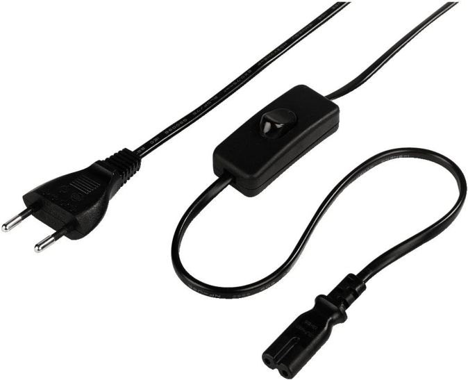 Hama Euro Netzkabel mit Schalter 2-polig Eurostecker Stromkabel