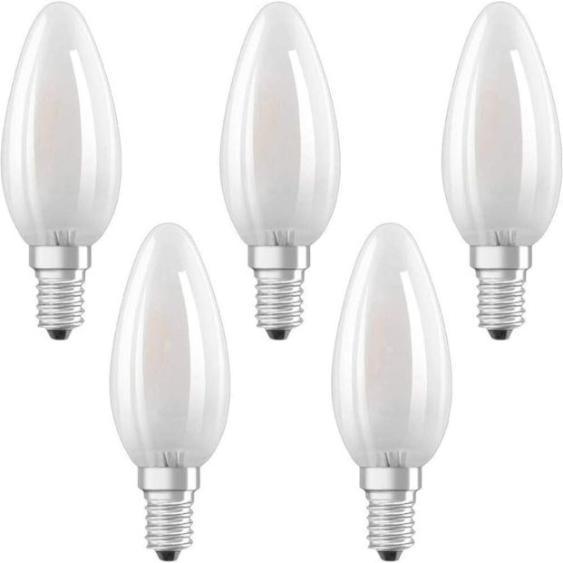 Osram LED E14 Glühbirne kerzenform warmweiß [5er Pack]
