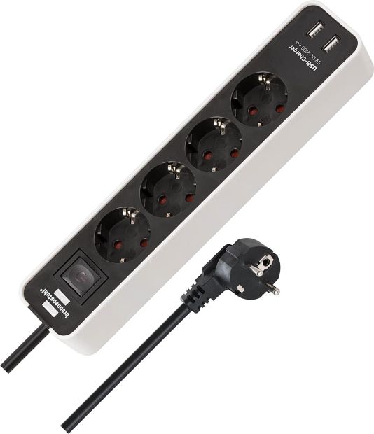 Brennenstuhl Steckdosenleiste 4-fach mit 2x USB mit Druckschalter Brennenstuhl Steckdosenleiste 4-fach mit 2x USB mit Druckschalter