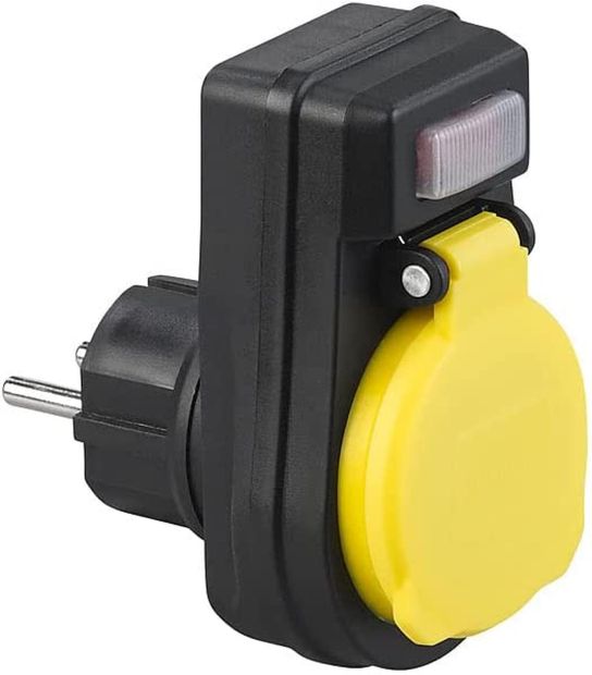 Vivanco Steckdose Außen mit Schalter IP44 Zwischenstecker Steckdosenadapter 