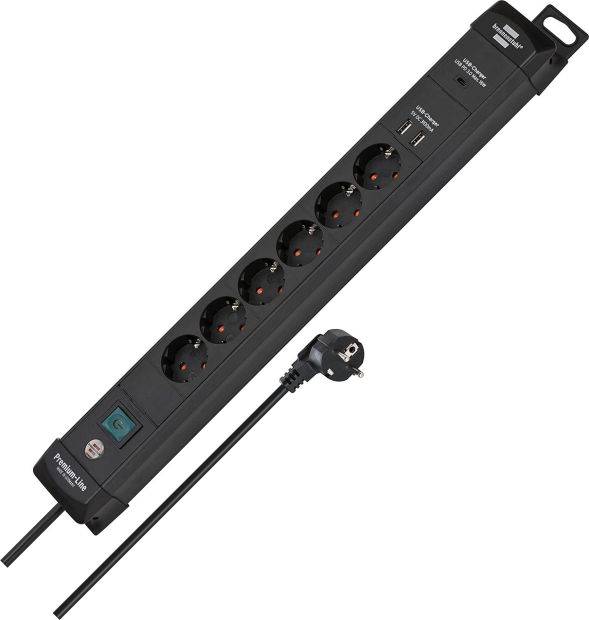Brennenstuhl 6 fach Steckdosenleiste mit USB A und USB C mit Schalter
