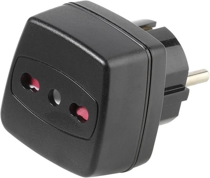 VIVANCO Reisestecker Italien DE auf IT Reiseadapter Reisesteckdose 