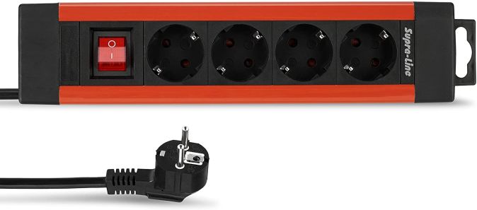 REV 0014412613 Supraline, Steckerleiste, 4fach Steckdosenleiste 1,9m