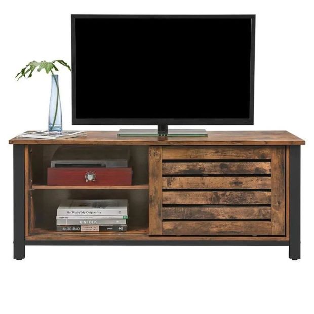 VASAGLE TV Schrank Fernsehtisch 2 Schiebetüre mit 2 Regalebenen 110 x 40 x 45 cm