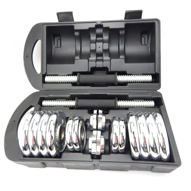 Fidusport 20 kg Hantel Set Silber Kofferset Hanteln Dumbbell Set" Metall Chrom