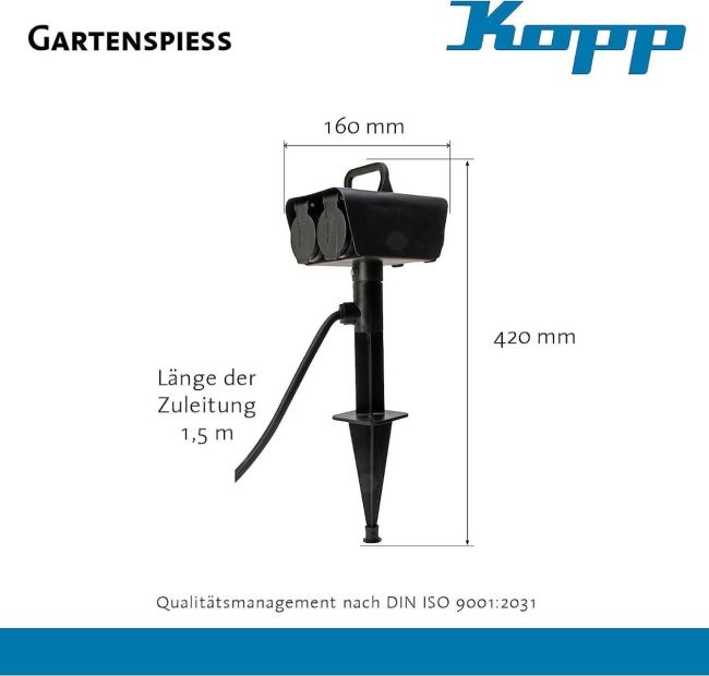 Kopp Außensteckdose 4 Schutzkontakt Gartensteckdose 1,5m Kopp Außensteckdose 4 Schutzkontakt Gartensteckdose 1,5m