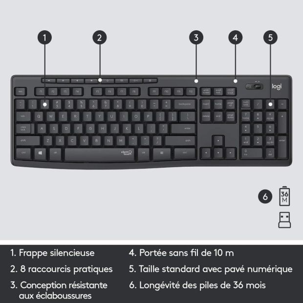 Logitech MK295 Kabelloses Tastatur Maus Set FR Layout [B-WARE]