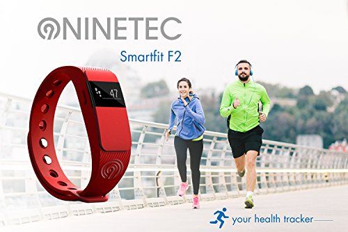 NINETEC Smartfit F2 Rot Fitness Tracker Bluetooth 4.0 Aktivitätsarmband mit Schlafanalyse