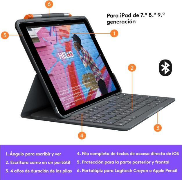 Logitech Slim Folio Tastatur Schutzhülle für iPad Spanisches Layout [B-WARE]