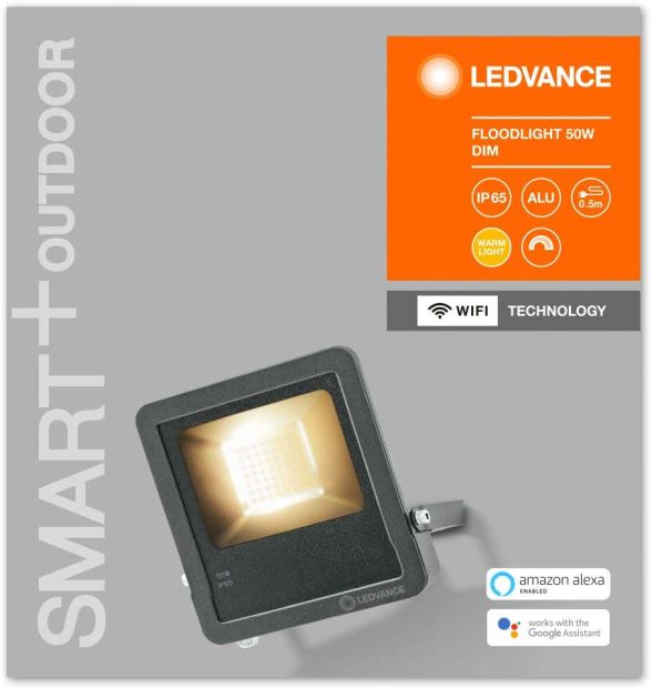 LEDVANCE Smarte LED Aussenleuchte mit WiFi 50W Flutstrahler Warmweiß 
