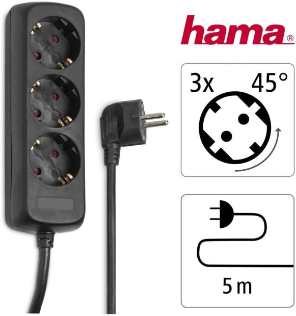Hama 3fach Steckdosenleiste 5m Steckdose Mehrfachsteckdose 
