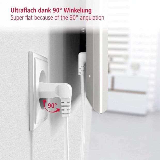 Hama Euro Netzkabel gewinkelt 3m Eurostecker Euro Netzstecker 