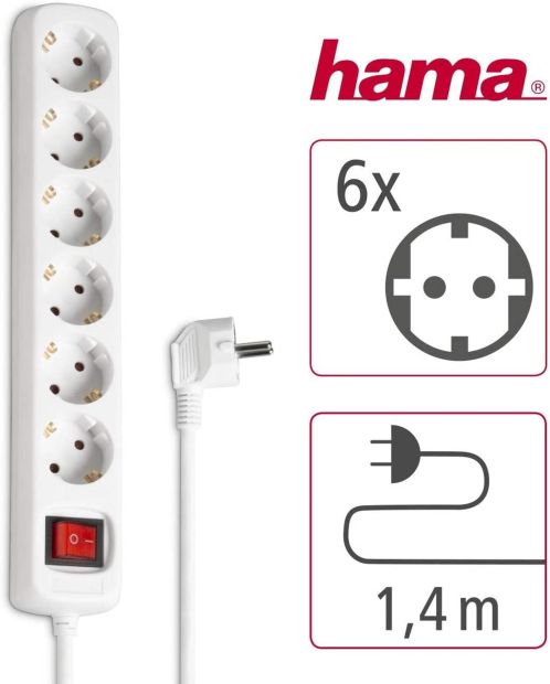 Hama Steckdosenleiste 6fach mit Schalter Mehrfachsteckdose Hama Steckdosenleiste 6fach mit Schalter Mehrfachsteckdose