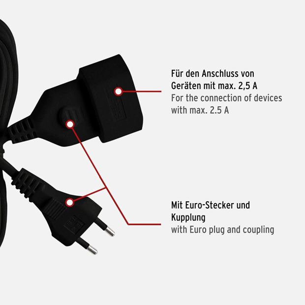 Brennenstuhl Eurostecker Verlängerungskabel 2 polig 3m Laptop TV konsole