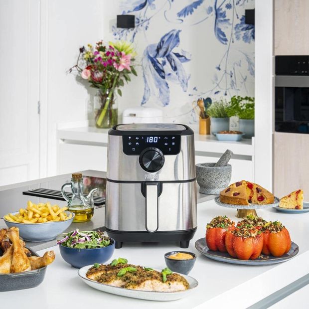 Princess Heißluftfritteuse 4,5L XXL 1500W Edelstahl 6 Person Airfryer 