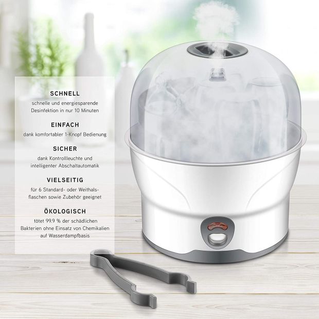 Safe&Care by REER Sterisilator Baby Flaschen Avent Dampfsterilisator 6 Flaschen + Zubehör