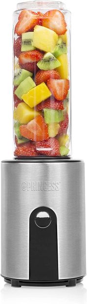 Princess Standmixer Smoothie Maker mit Trinkflasche 300W Edelstahl 