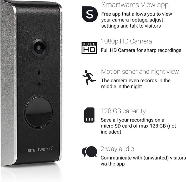 Smartwares DIC-23112 Wlan Türklingel Video Türsprechanlage mit Bewegungsmelder Smartwares DIC-23112 Wlan Türklingel Video Türsprechanlage mit Bewegungsmelder