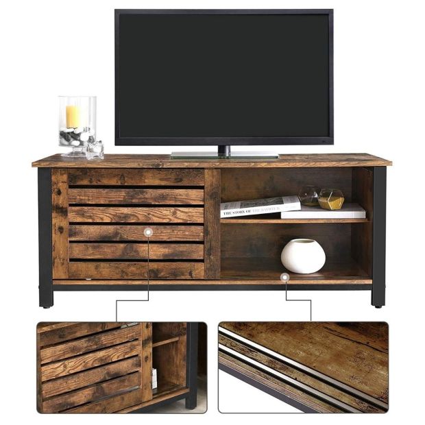 VASAGLE TV Schrank Fernsehtisch 2 Schiebetüre mit 2 Regalebenen 110 x 40 x 45 cm