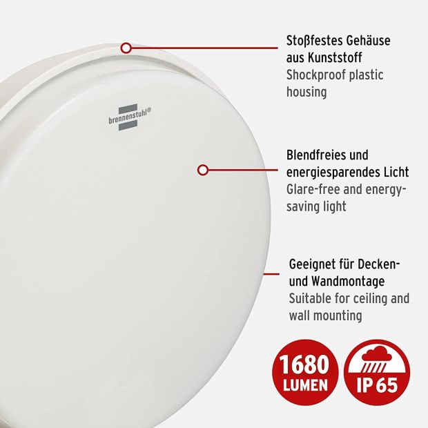 Brennenstuhl LED Wandleuchte Außenlampe Rundleuchte Kaltweiß 15W