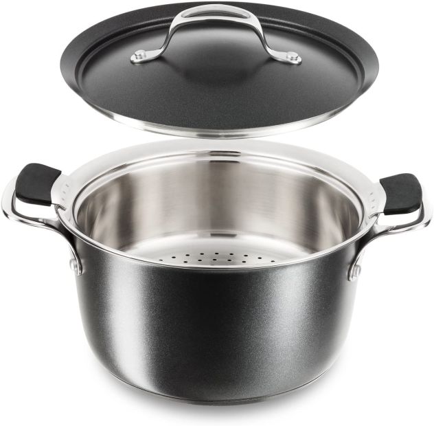 Tefal Kochtopf mit Dampfgarer + Deckel 3-teilig Koch Dampfgareinsatz Tefal Kochtopf mit Dampfgarer + Deckel 3-teilig Koch Dampfgareinsatz