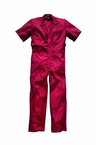 DICKIES Deluxe WORKWEAR Overall Arbeitskleidung Arbeitsoverall (L, ROT, Kurzarm))