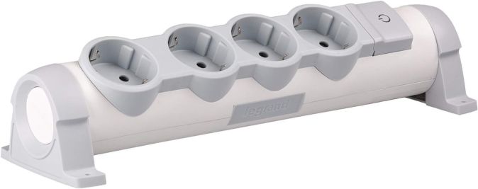 Legrand Drehbare Steckdosenleiste 4-Fach mit Schalter [Ohne Kabel]