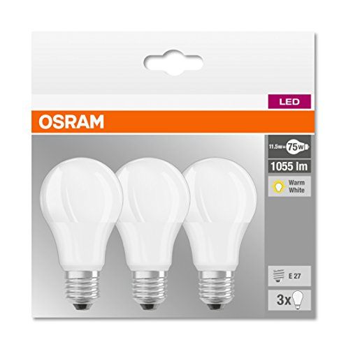 Osram LED Base Classic A E27 75W Warmweiß Leuchtmittel 3er- Pack