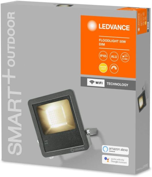LEDVANCE Smarte LED Aussenleuchte mit WiFi 50W Flutstrahler Warmweiß 