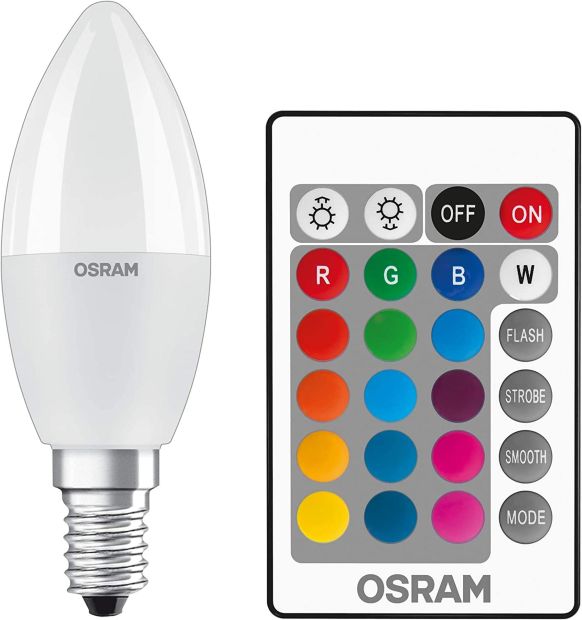 OSRAM LED Leuchte E14 mit Fernbedienung RGBW 40W LED Lampe [2er Set