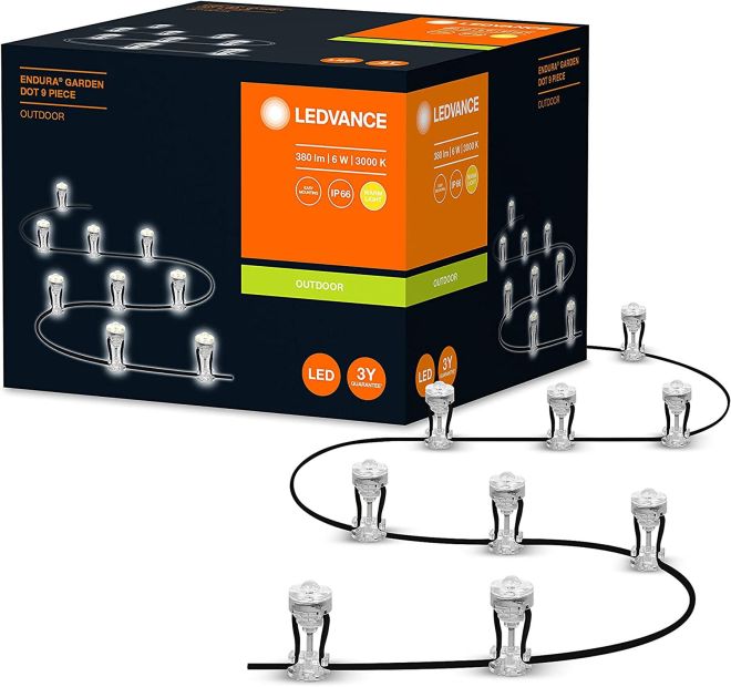 LEDVANCE ENDURA GARDEN DOT LED Gartenleuchte Lichterkette mit 9 LED Dots für Außen