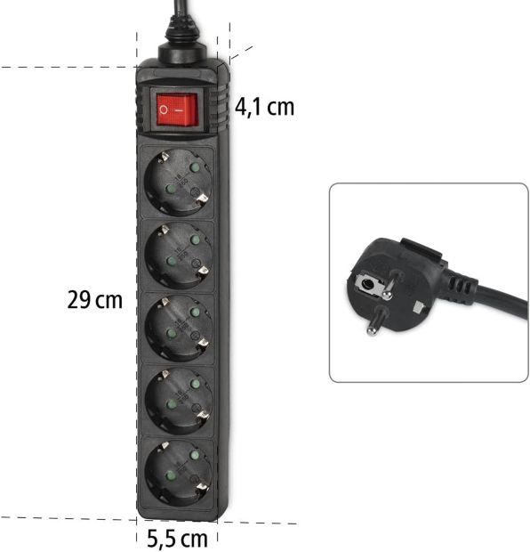 Hama 5 fach Steckdosenleiste mit Schalter 1,4m Mehrfachsteckdose