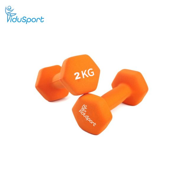Fidusport Dumbbell Set Neopren Gusseisenkern  2er Set (2x2kg -Orange)
