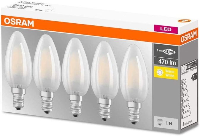 Osram LED E14 Glühbirne kerzenform warmweiß [5er Pack]