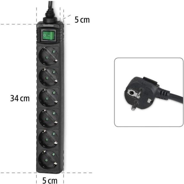 Hama 6fach Steckdosenleiste mit Schalter LED Mehrfachsteckdose 1,4m Hama 6fach Steckdosenleiste mit Schalter LED Mehrfachsteckdose 1,4m